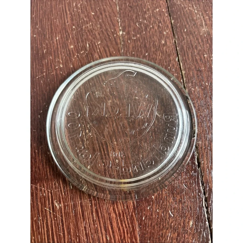 Weck Rundrand-Glas 100 Clear Glass Jar Lid Strawberry Germany Farmhouse Coaster